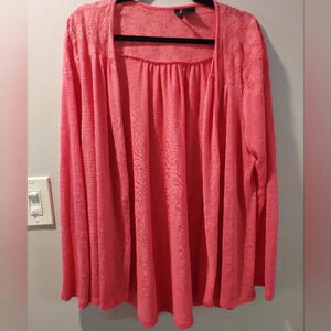 New Directions Pink Coral Open Front Long Sleeve Cardigan in Size XL